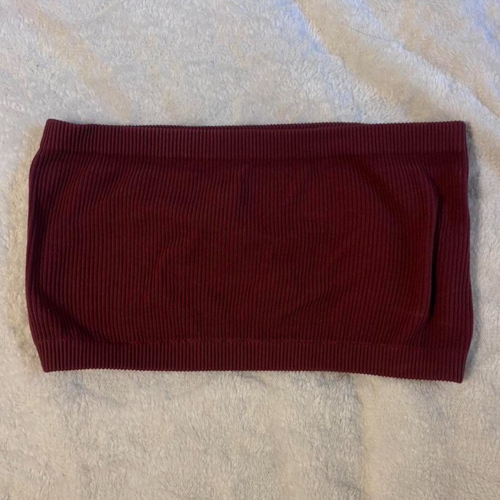 Burgundy Ribbed Tube Top
